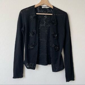 MOSCHINO Vintage Black Floral Sequins Cardigan